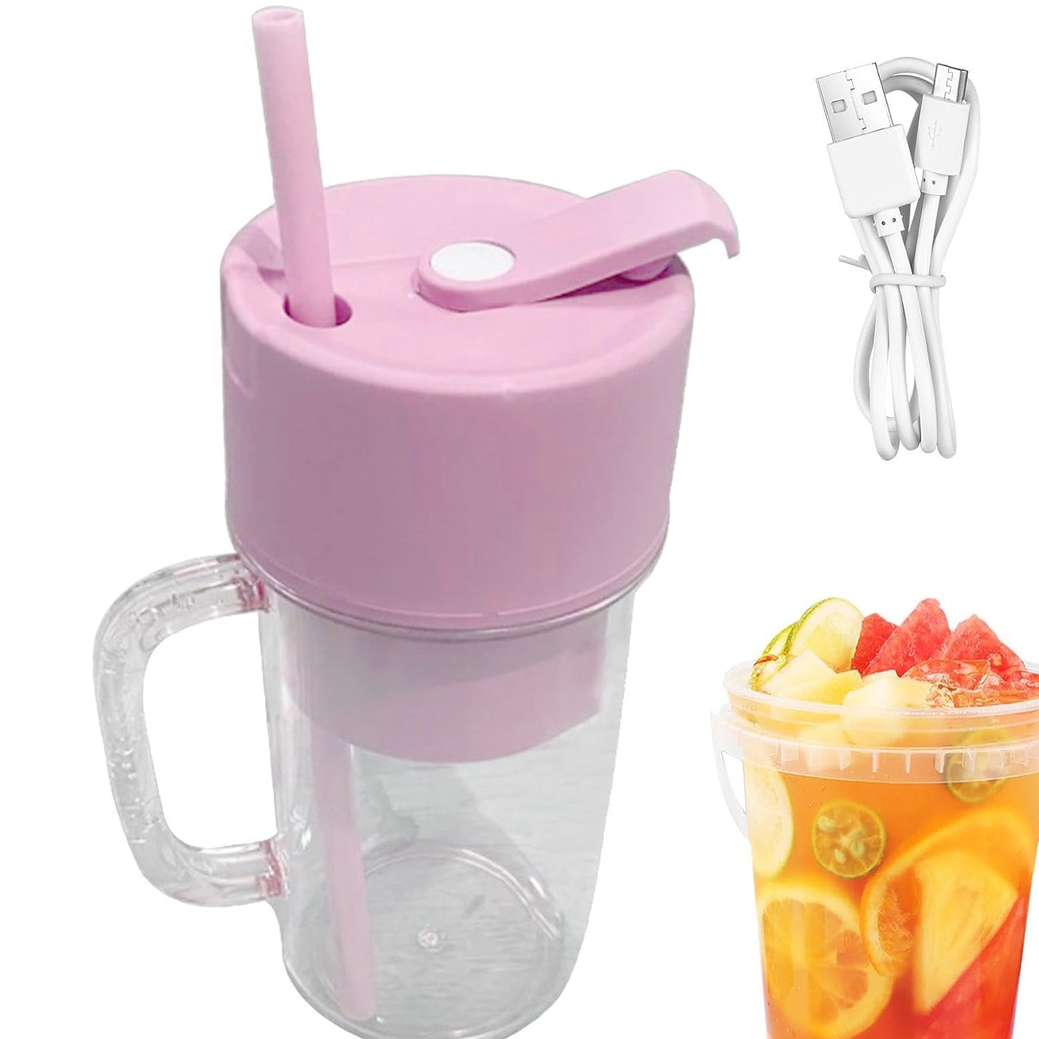 5841 2 In1 Portable Crusher Juicer With Handle & Straw for Smoothie Sipper USB Rechargeable (340 ml) 6 Stainless Steel Blades Compact Juicer Mixer, Juicer Portable Fresh Juice Blender Portable Electric Juicer ( 340 ML ) 5841 2 In1 Portable Crusher Juicer With Handle & Straw for Smoothie Sipper USB Rechargeable (340 ml) 6 Stainless Steel Blades Compact Juicer Mixer, Juicer Portable Fresh Juice Blender Portable Electric Juicer ( 340 ML )